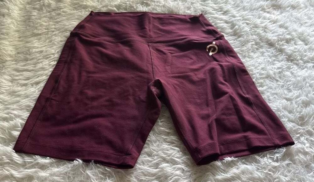 Peloton Maroon High-Waisted Biker Shorts with Pockets Size M